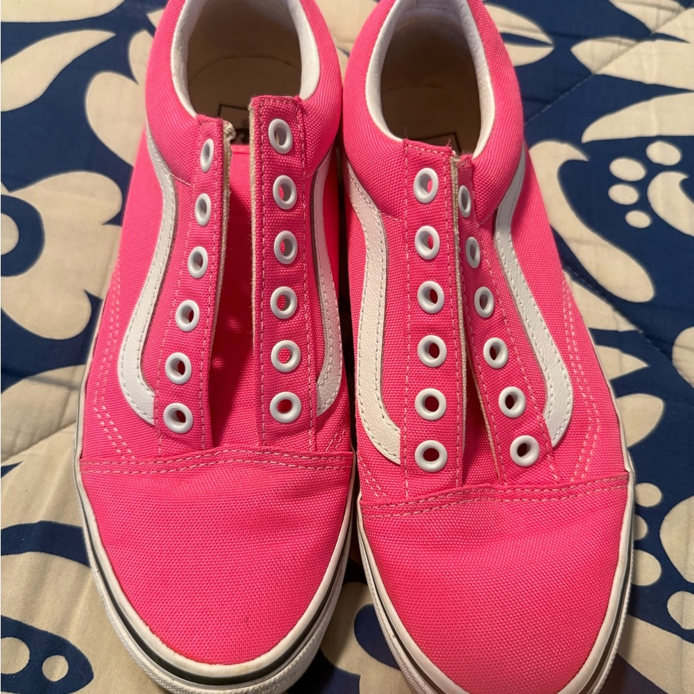 Vans Pink and White Old Skool Sneakers